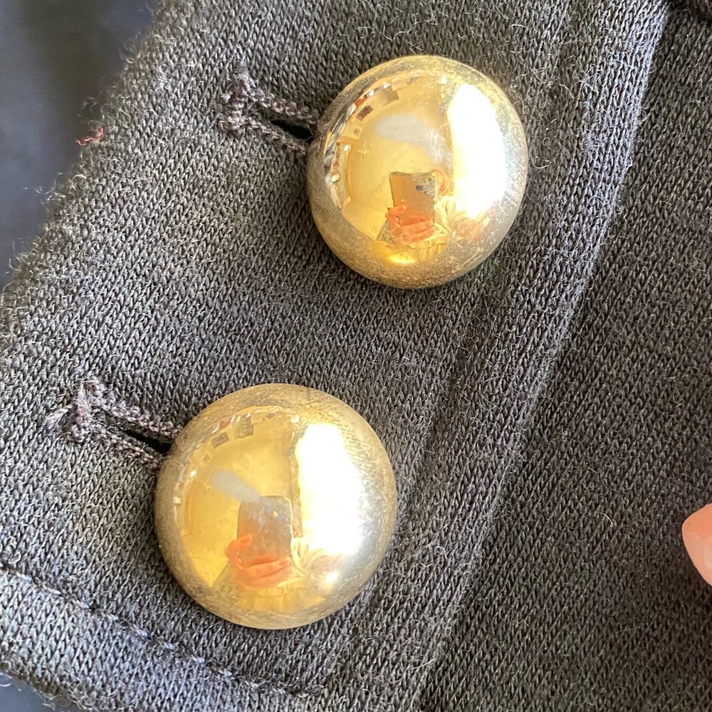 Milly Wool Melangé Military Blazer Size S Black Gold Button Details Silk Classic - Picture 9 of 9